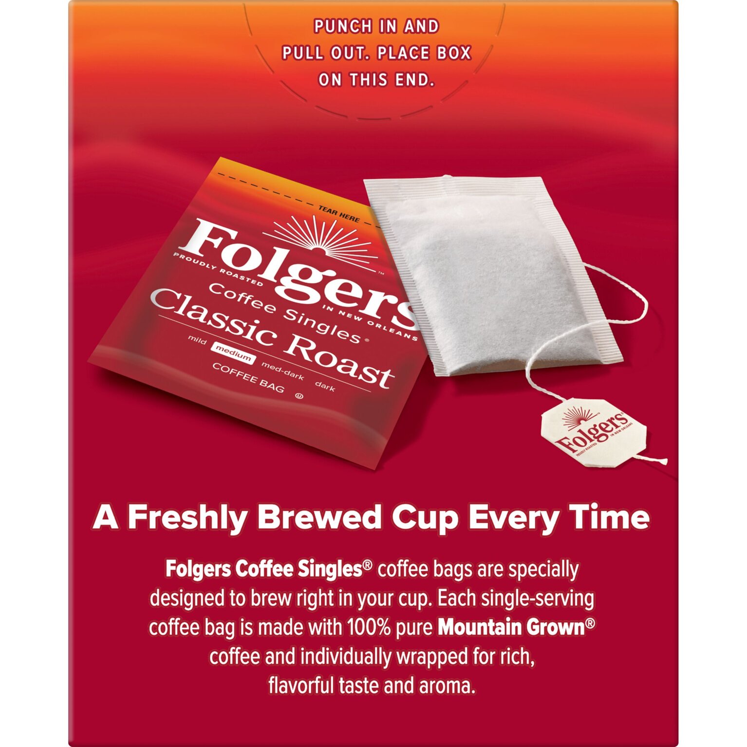 Folgers Coffee Singles Classic Roast Coffee Bags, 19 Count